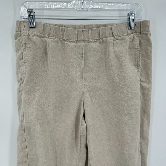 J. JILL Women's Khaki Tan 100% Linen Stretch Straight Leg Office Pants Small - Picture 3 of 7